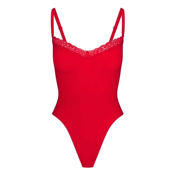 NEW red seamless sculpt lace thong bodysuit size 2X - Picture 7 of 7